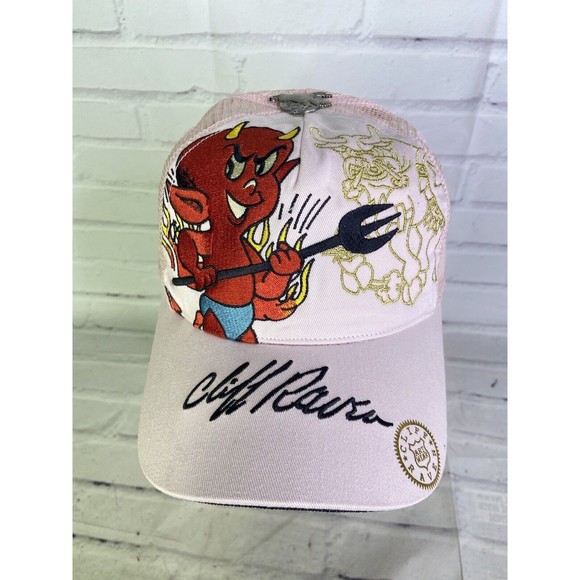 Cliff Raven Artwear Devil Ed Hardy Tattoo Embroidered Mesh Back Snapback Hat Cap - Picture 2 of 9